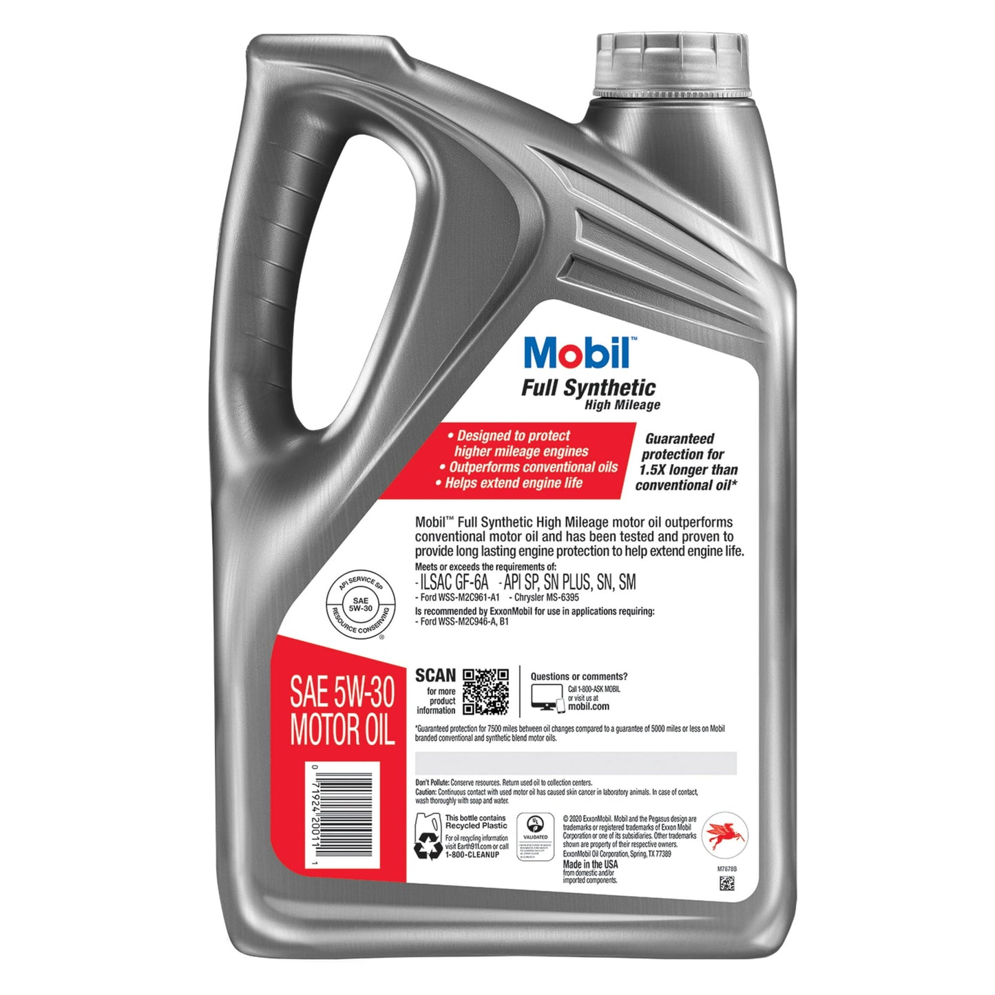 Aceite Mobil full Synthetic Alto Kilometraje 5W-30, 4.73