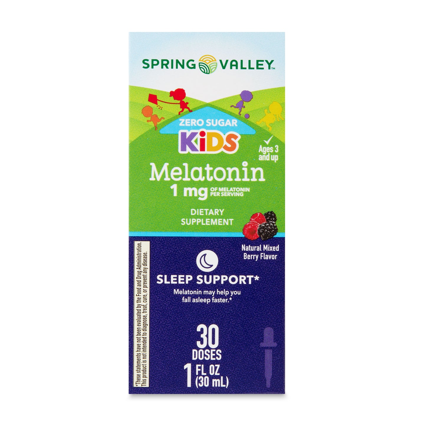 Spring Valley Melatonina 1mg liquida para Niños 1 fl oz, Sabor a Bayas