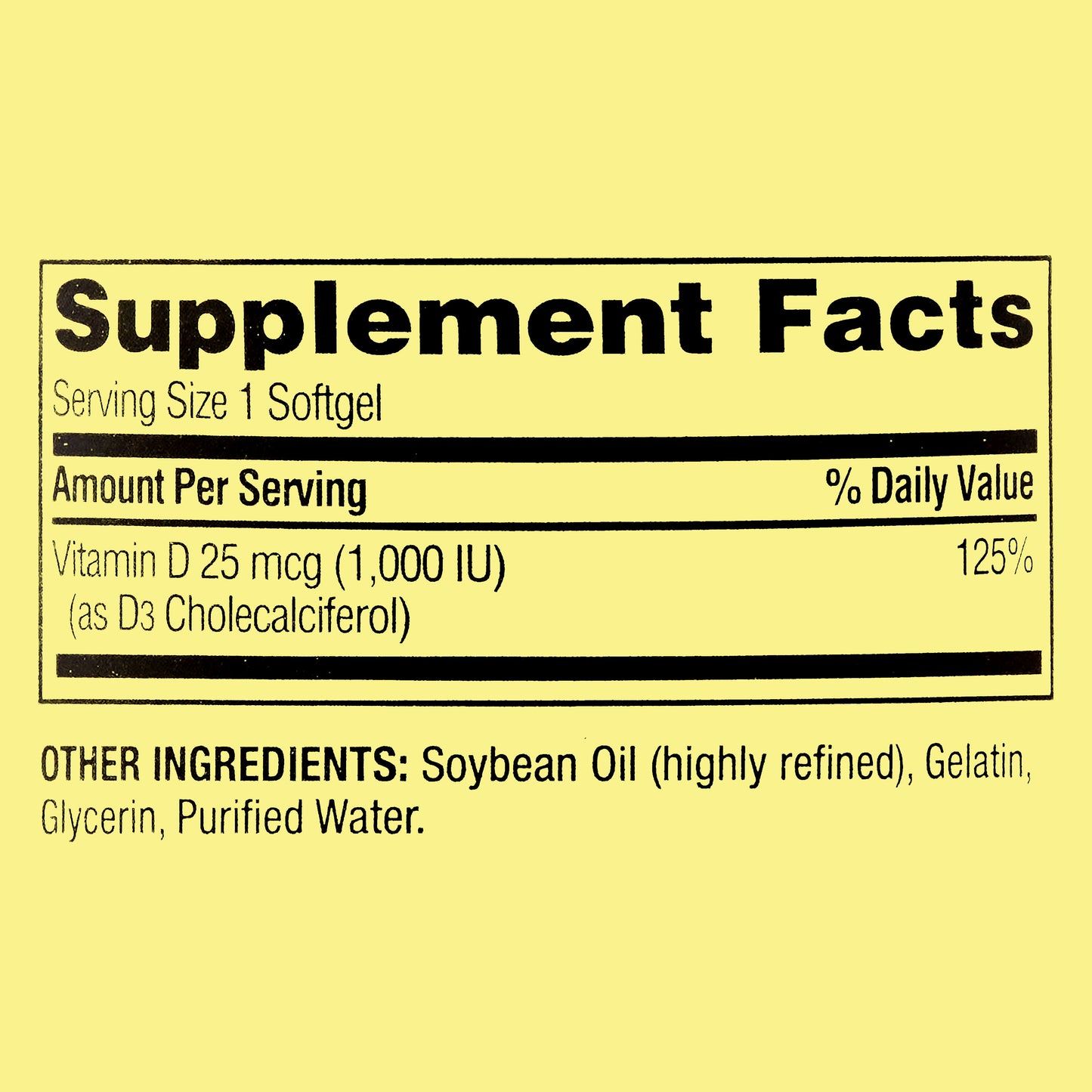 Spring Valley Vitamina D3 25 Mcg (1000 UI), 450 softgels