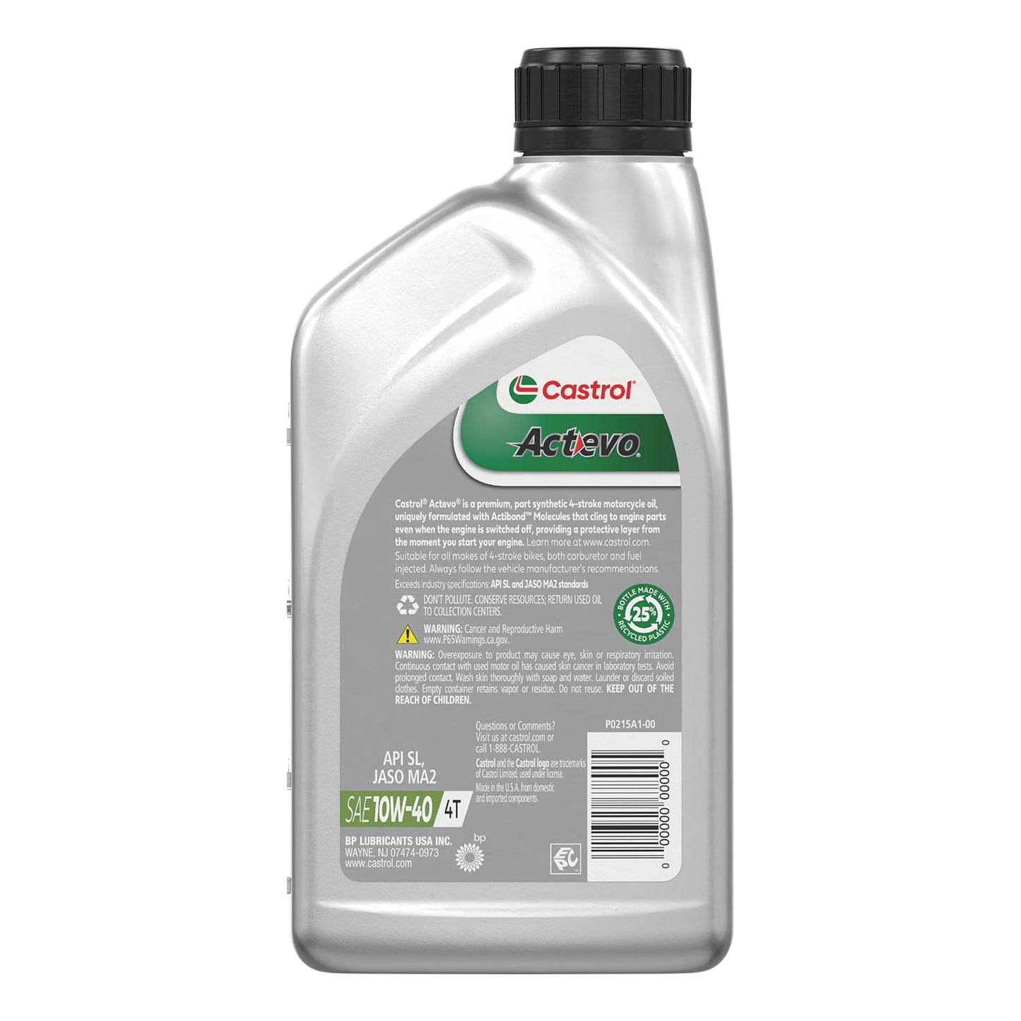 Castrol Actevo 4T 10W-40 Aceite Sintético para Motocicleta, 1 Cuarto