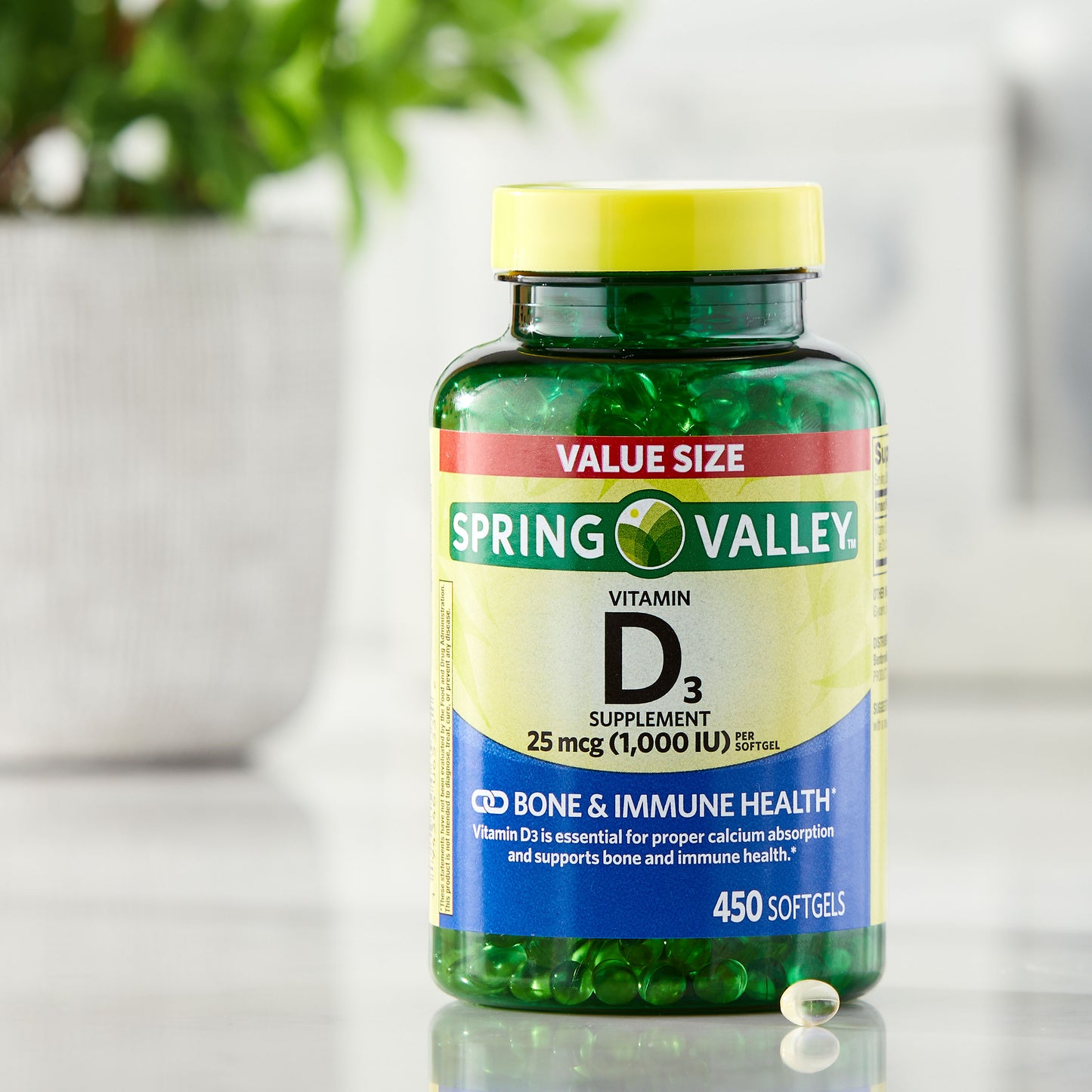 Spring Valley Vitamina D3 25 Mcg (1000 UI), 450 softgels