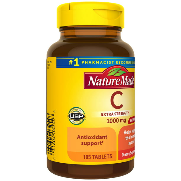 Nature Made Extra Fuerte Vitamina C 1000 mg Tabletas, Suplemento Alimenticio 105pzs