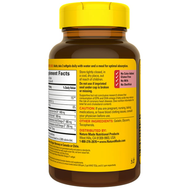 Nature Made Extra Fuerte Menos Eruptos Omega 3 Aceite de Pescado, Suplemento 1400 mg, 80 mini capsulas blandas