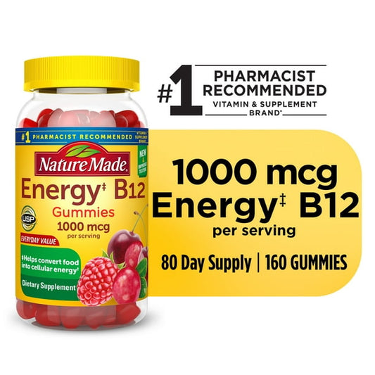 Nature Made Energy B12 1000 mcg Gomitas, Suplemento Alimenticio 160pzs