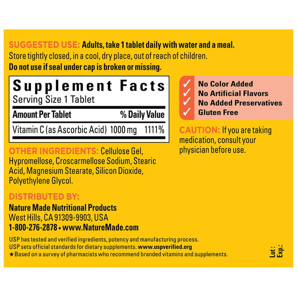 Nature Made Extra Fuerte Vitamina C 1000 mg Tabletas, Suplemento Alimenticio 105pzs