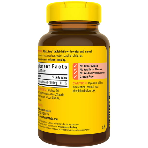 Nature Made Extra Fuerte Vitamina C 1000 mg Tabletas, Suplemento Alimenticio 105pzs