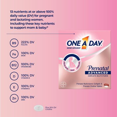 One A Day Women's Prenatal Advanced Mulitvitamins  Tablets 2 pk 90 Softgels