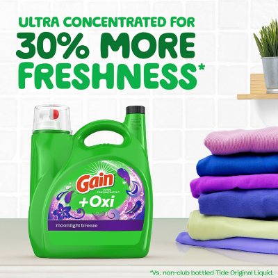 Gain + Oxi Liquid Laundry Detergent, Moonlight Breeze, 159 Loads, 170 fl. oz.