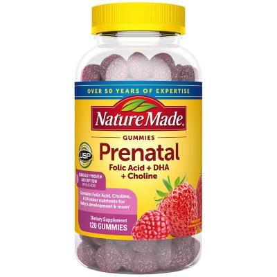 Nature Made Prenatal Folic Acid + DHA + Choline 120 gomitas