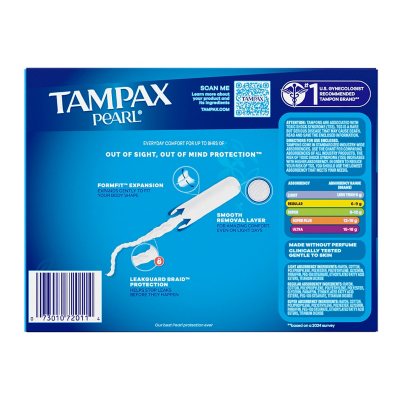 Tampax Pearl Tampons Trio Pack, Unscented, 86