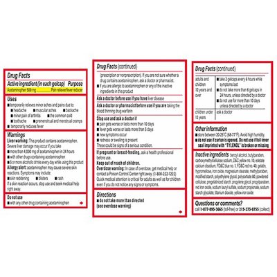 Tylenol Extra Strength Rapid Release Pain 500 mg  290 capsulas
