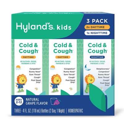 Hyland's Kids Cold & Cough Day & Night, Grape Flavor 3pk, 4 fl. oz.