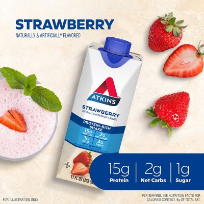 Atkins 15g Keto Protein Shake, Strawberry 11 fl oz 15 pk