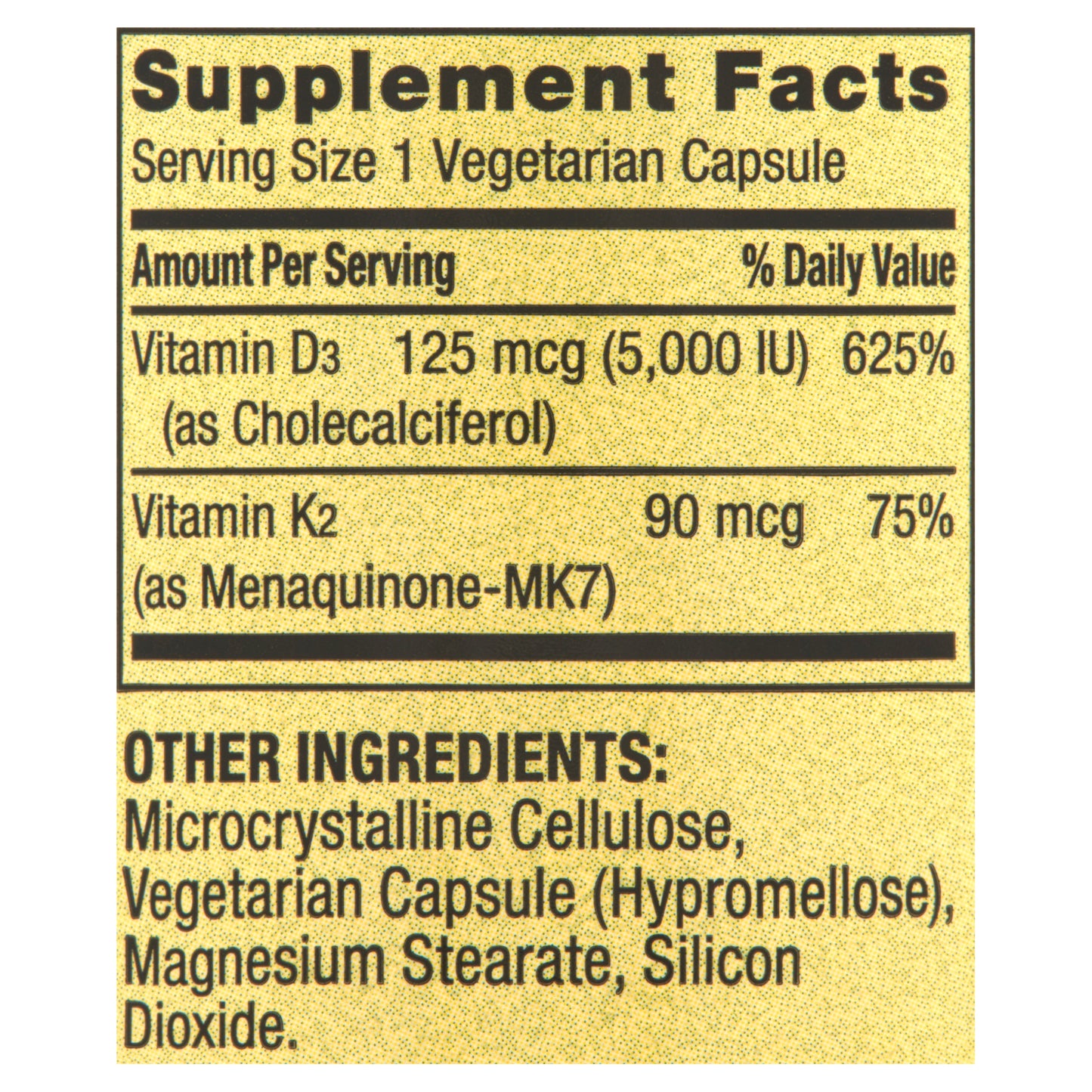 Spring Valley Vitamin K2,90mcg D3,125mcg, 90Vegetarian Capsules