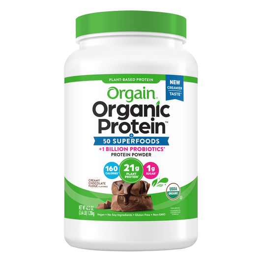 Orgain Organic Protein + 50 Superfoods Plant Based Protein Powder, 21g Creamy Chocolate Fudge, 1.20Kg