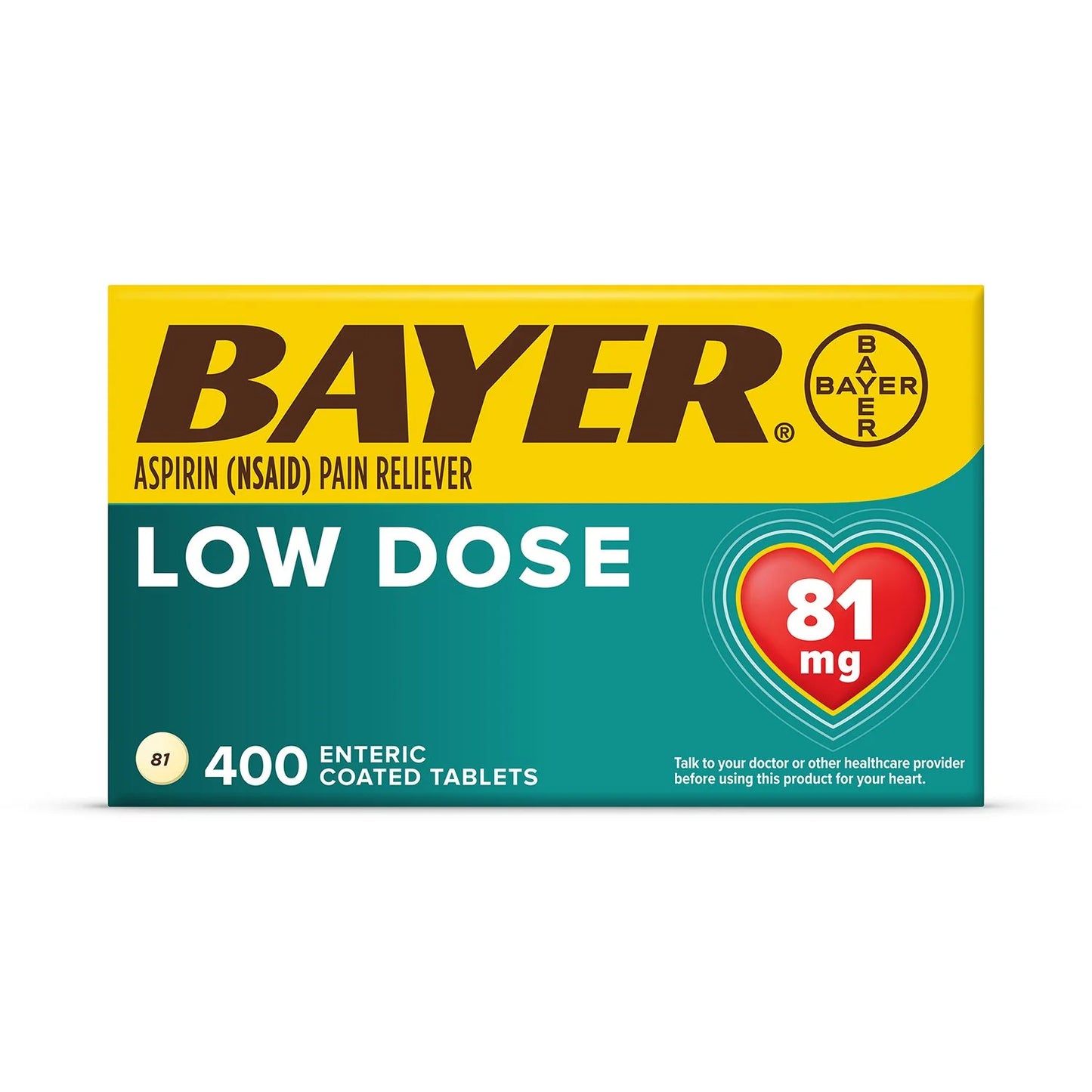 Bayer Low Dose Aspirin Pain Reliever 81 mg 400 Tabletas