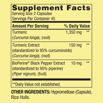 Spring Valley Ultra Strength Turmeric Curcumin 1,500mg 90 capsulas vegetarianas