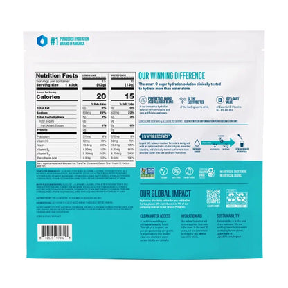 Liquid I.V. Hydration Multiplier, 30 Individual Serving Stick Packs 15 lemon lime 15 white peach  30 sobras