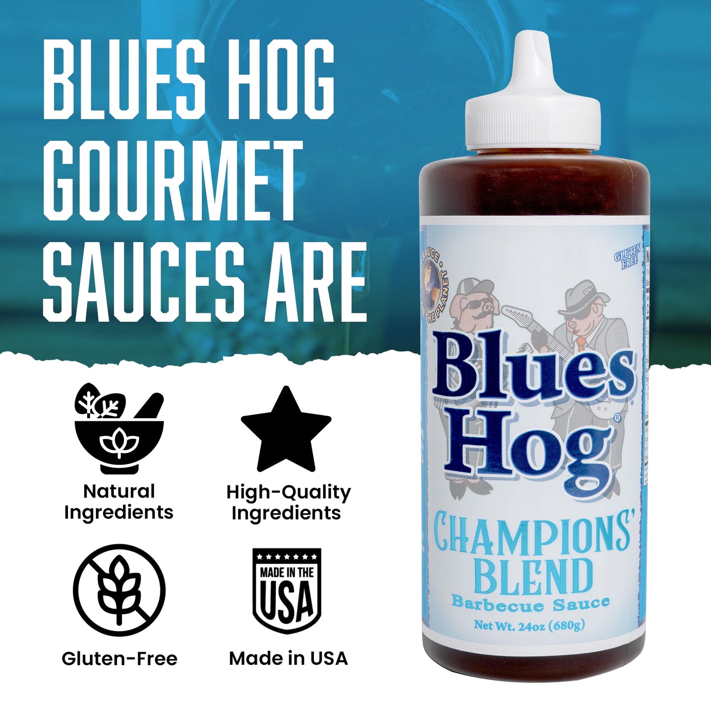 Blues Champions' Blend Salsa BBQ sin Gluten, 24 oz