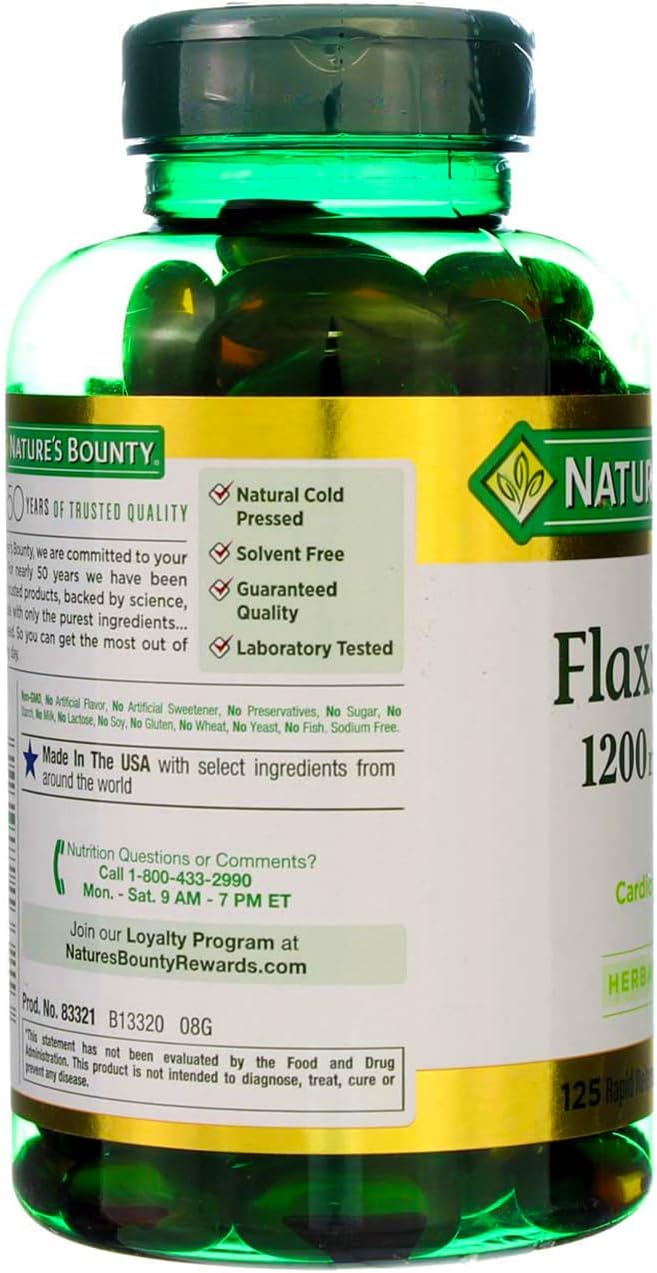 Nature's Bounty Flaxseed Oil 1200mg 125 Softgels