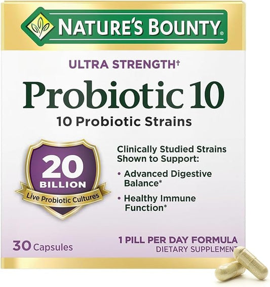 Nature's Bounty Probiótico 10 20 billones 30 cápsulas