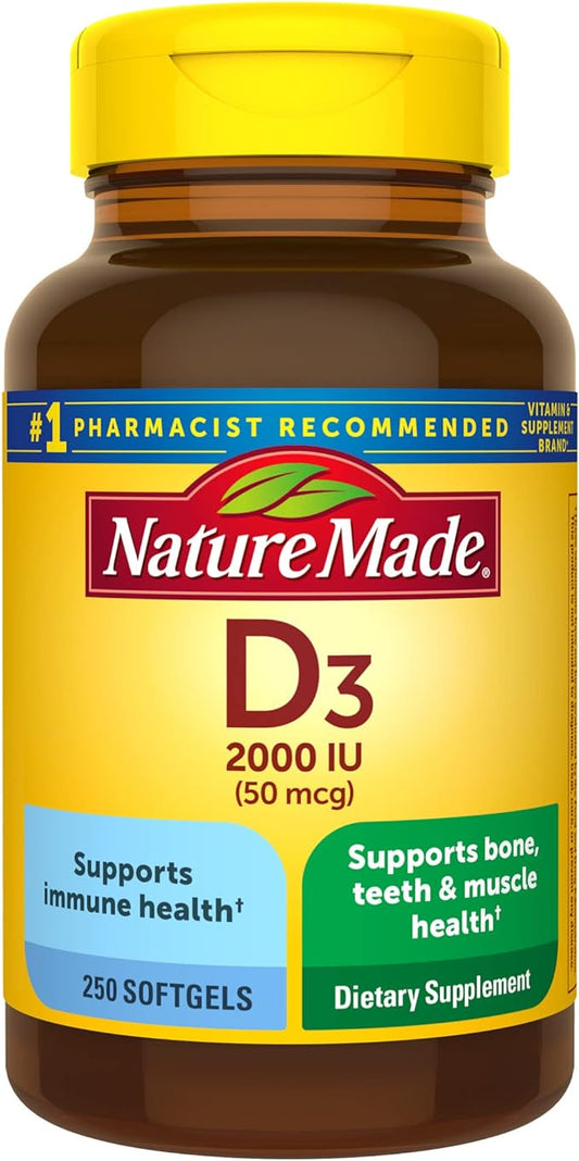 Nature Made Vitamina D3, vitamina D 2000 UI (50 mcg) 250 softgels,