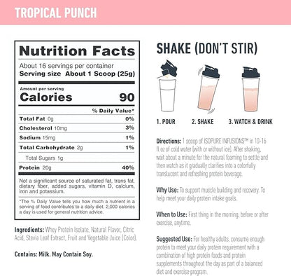 Isopure polvo de proteína sabor a fruta ligera refrescante 400 g