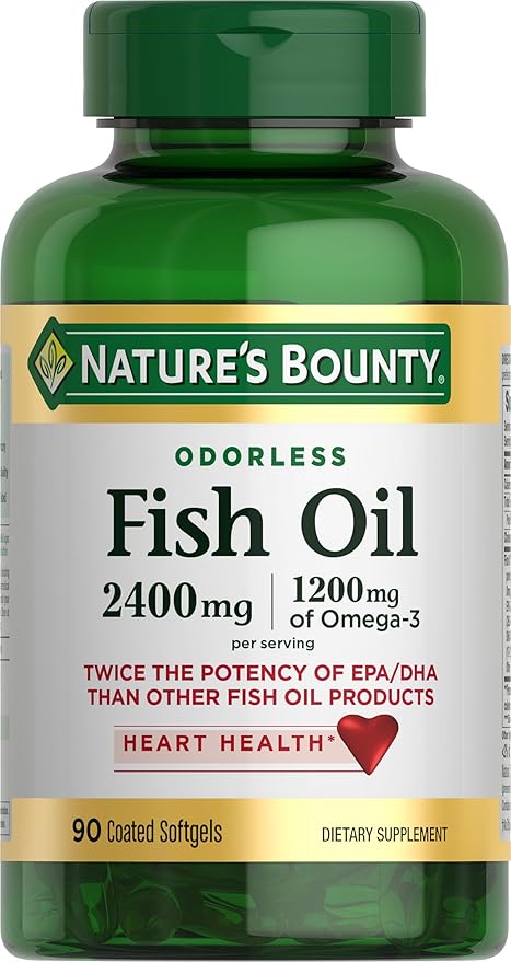 Nature's Bounty Fish Oil 2400 mg y 1200mg de omega 3, 90 softgels