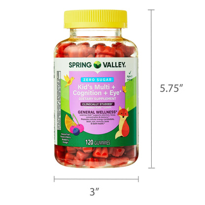 Spring Valley Zero Sugar Kids Multi  Cognition  Eye 120 Gomitas