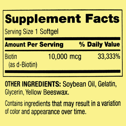 Spring Valley Biotina 10,000mcg, 120 softgels