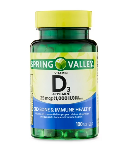 Spring Valley Vitamina D3 25 mcg 1000 IU 100 softgels
