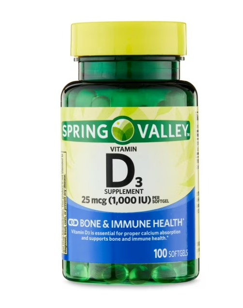 Spring Valley Vitamina D3 25 mcg 1000 IU 100 softgels