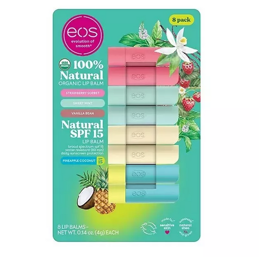 EOS Natural Shea Lip Balm Variety Pack, 0.14 oz, 8 pk.