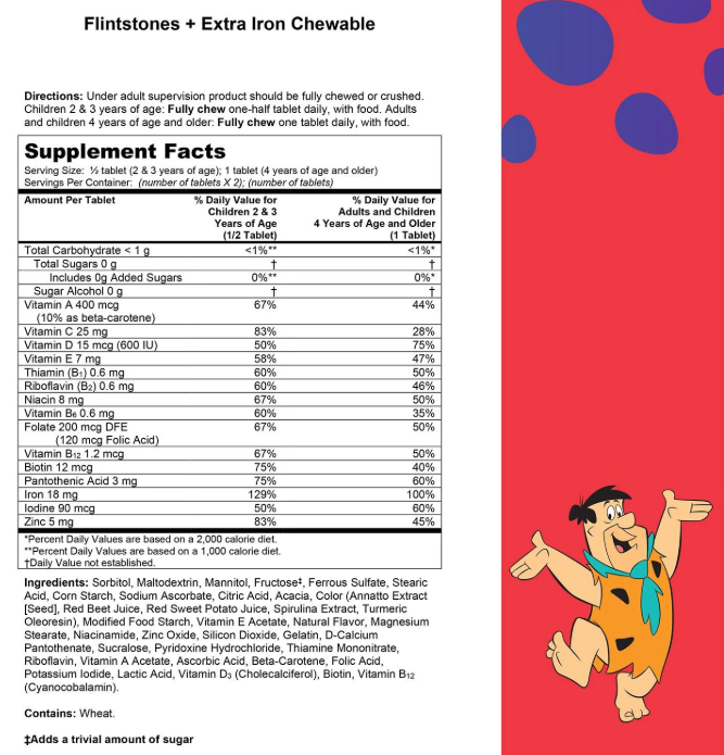 Flintstones Chewable Kids Multivitamin + Extra Iron 210 tabletas masticables 		 		 		 		 		 		 - Samsclub.com