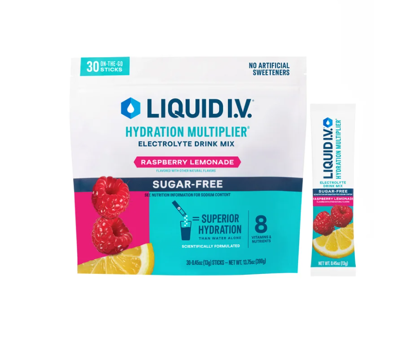 Liquid I.V. Hydration Multiplier, 30 Individual Serving Stick Packs in Resealable Pouch, Sugar Free, Raspberry Lemonade | CostcoShippingBack ButtonFilter Button