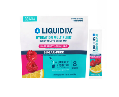 Liquid I.V. Hydration Multiplier, 30 Individual Serving Stick Packs in Resealable Pouch, Sugar Free, Raspberry Lemonade | CostcoShippingBack ButtonFilter Button
