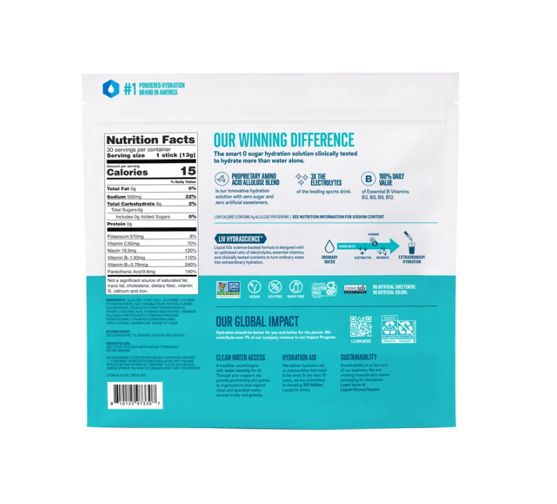 Liquid I.V. Hydration Multiplier, 30 Individual Serving Stick Packs in Resealable Pouch, Sugar Free, Raspberry Lemonade | CostcoShippingBack ButtonFilter Button