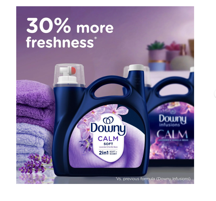 Downy Ultra Soft + Calm Liquid Fabric Softener, Lavender and Vanilla Bean, 164 Loads, 111 fl. oz.