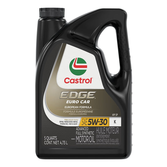 Castrol EDGE Euro Aceite de Motor Totalmente Sintético Avanzado de 5W-30 K, 5 Cuartos