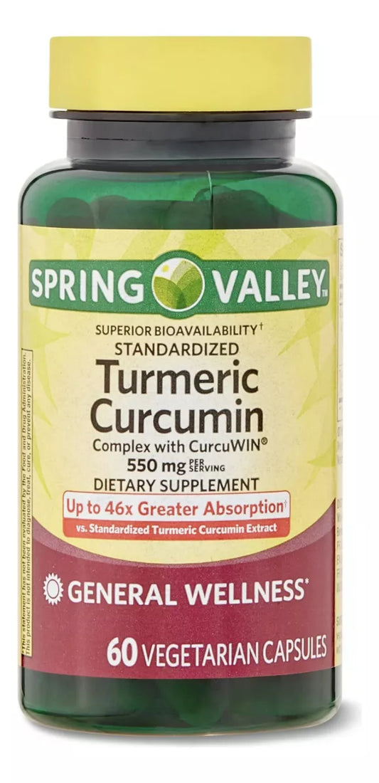 Spring Valley Turmeric Curcumin, 60 Capsulas Vegetarianas