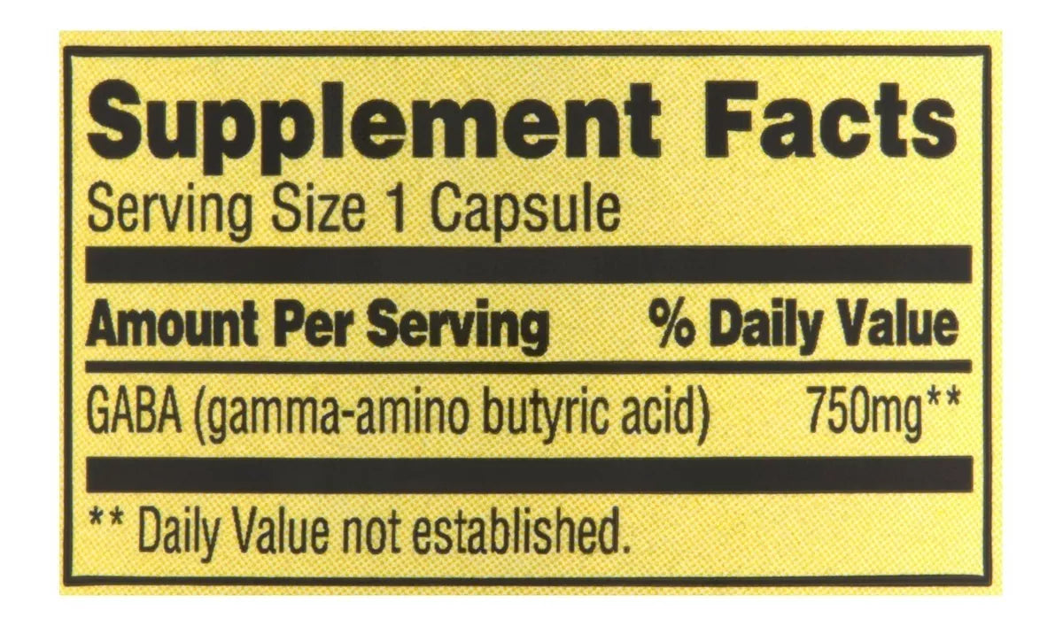 Spring Valley GABA, 750mg, 100 capsulas vegetarianas