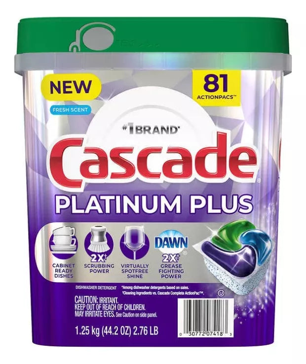 Cascade Platinum Plus  Detergente Lavavajillas Fresh Pods 81