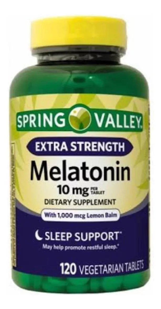 Spring Valley Melatonin 10mg, 1000mcg Lemon Balm, 120 Tabletas Vegetarinas