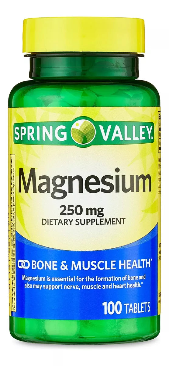 Spring Valley Magnesio 250mg, 100 Tabletas