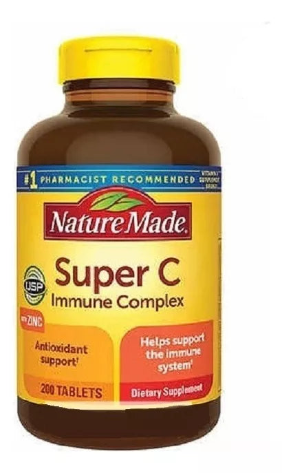 Nature Made Super C con Vitamina D3 y Zinc, 200 tabletas