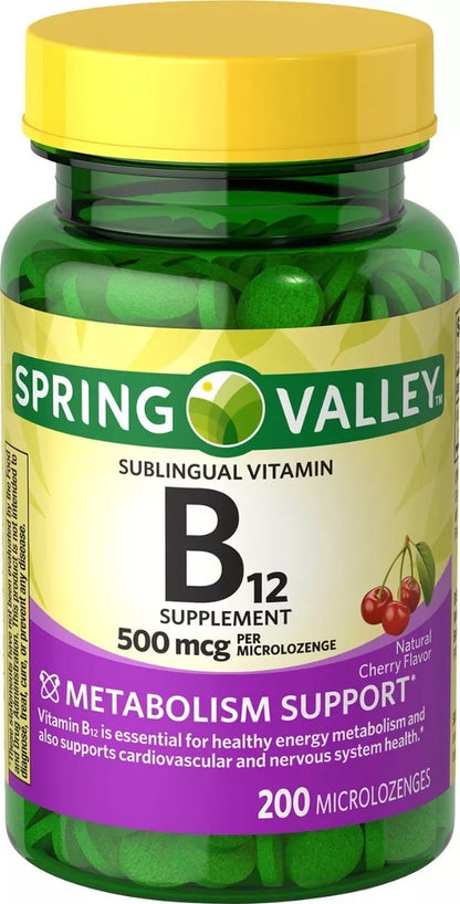 Spring Valley Sublingual B12, 500mcg, 200 unidades