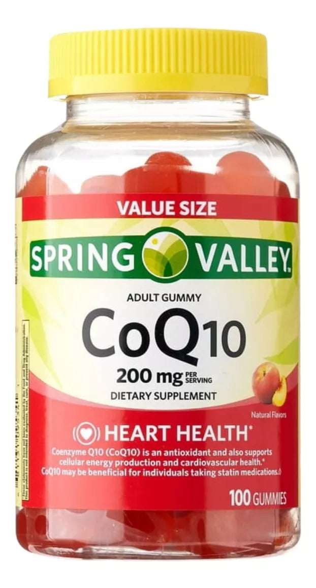 Spring Valley Coq10, 200 Mg, 100 Gomitas, Sabor A Melocotón