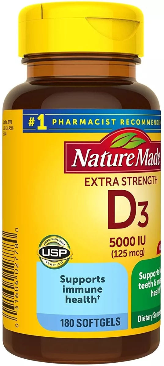 Nature Made Vitamina D3 5000 Iu Extra Strength 180 Softgels