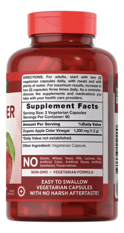 Vinagre De Manzana 1200mg Natures Truth (180 Caps)