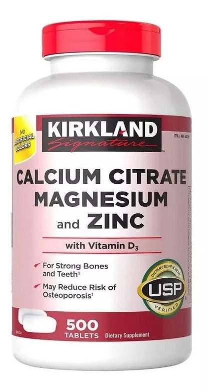 Kirkland Calcio, Citrato Magnesio, Zinc 500ct